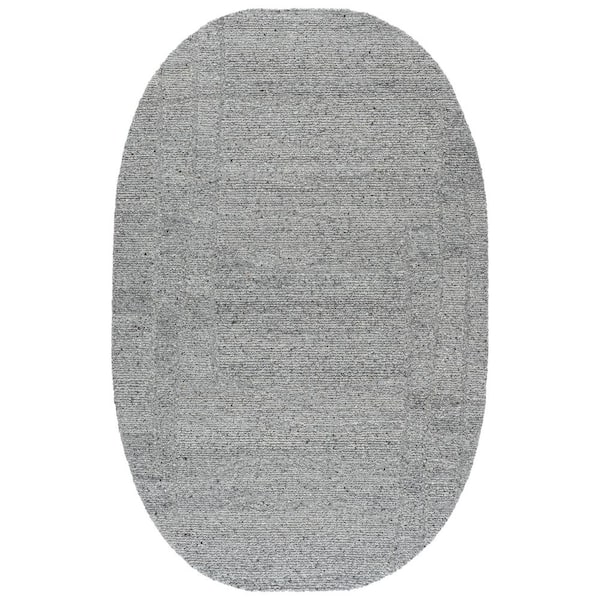 Harvest 3 ft. x 5 ft. Oval Gray Solid Color Modern Area Rug