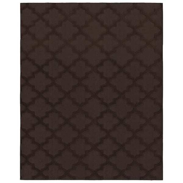 Garland Rug Quatro Mocha 8 ft. x 10 ft. Cut-loop Trellis Area Rug