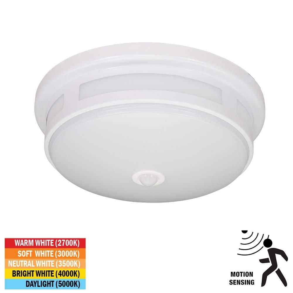 11 in. White Motion Sensing LED Indoor Outdoor Ceiling Light Flush Mount Adjustable CCT 830LM 11.5W Wet Rated price history on PriceWatchPro