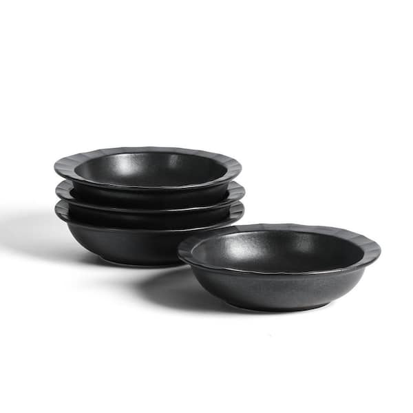Oasis 4-Piece 34 fl oz Black Stoneware Pasta Bowl Set (Service for 4)