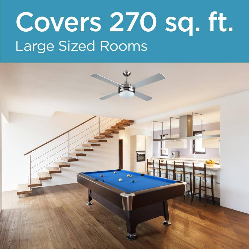 52-Inch Brushed Nickel Ceiling Fan with Mahogany Blades and Remote