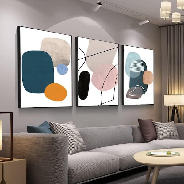 3 Pieces Abstract Framed Decorative Wall Art 24 in. x 16 in. LINBQ190 ...