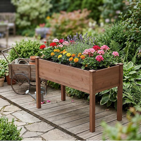 Siavonce 48 in. x 24 in. x 30 in. Wood Raised Garden Bed, Elevated Siavonce 48 in. x 24 in. x 30 in. Wood Raised Garden Bed, Elevated
