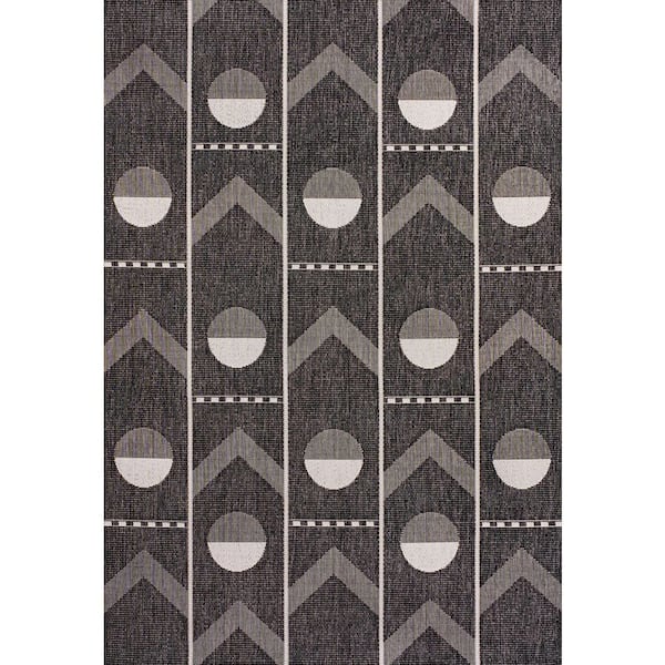 Soren Modern Geometric Black/Cream 4 ft. x 6 ft. Indoor/Outdoor Area Rug