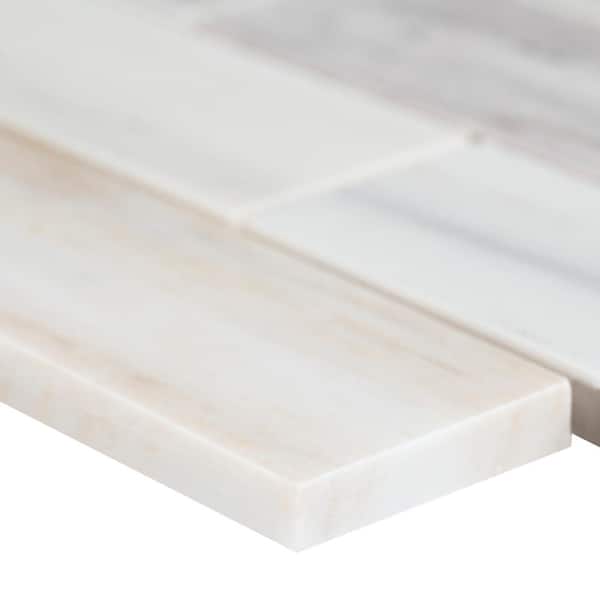 MSI Angora Subway 12 in. x 12 in. Polished Marble Mesh-Mounted