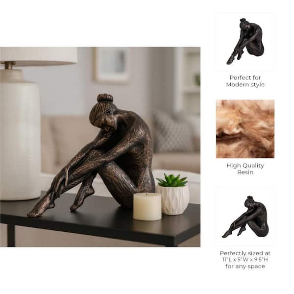 Liv & Skye Bronze 10.75 in. x 9.25 in. Resin Decorative Resting
