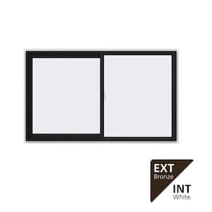 60 in. x 36 in. V-2500 Series Bronze Exterior/White Interior FiniShield Vinyl Left-Handed Sliding Window w/Mesh Screen