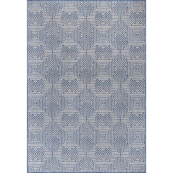 Black Navy Blue Grey Outdoor Rug for Patio/Deck/Porch, Non-Slip Large Area  Rug 5 x 8 Ft, Modern White Striped Geometric Art Indoor Outdoor Rugs