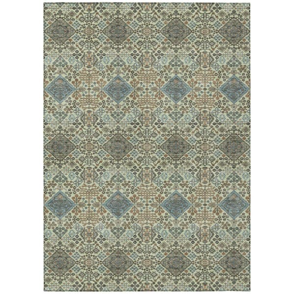 Chantille Machine Washable Indoor/Outdoor Abstract ACN2477 Celery 5 ft. x 7 ft. 6 in. Area Rug