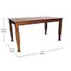 Dining table dimensions with height, depth, and width measurements.