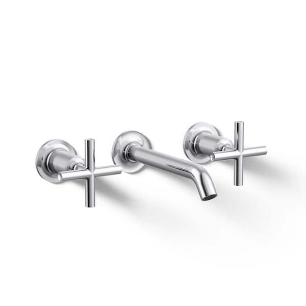 KOHLER Purist 8 in. 2-Handle Low-Arc Wall Mount Water-Saving Bathroom Faucet Trim Only in Polished Chrome