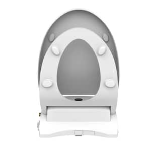 20.3 in. L Elongated LED Light Electric Bidet Seat for Elongate Toilet in White with Warm Air Dryer and Night Light