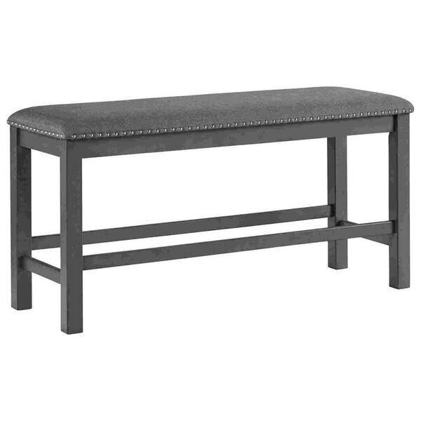 Benjara 17.25 in. Gray Backless Bedroom Bench with Fabric Seat BM262477 The Home Depot