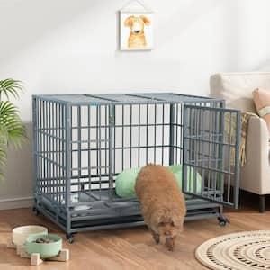 3.5 ft. L x 2.3 ft. W x 2.7 ft. H Heavy Duty Dog Crate Cage Pet Kennel With Tray and Locks Design