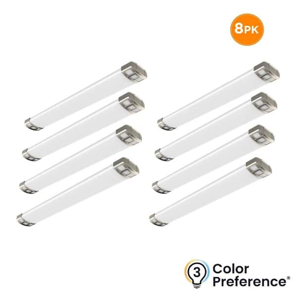 8-Pack NUDECO 4 ft. x 6 in. 4500 Lumens, Integrated LED Brushed Nickel Wraparound Light, Selectable 3000K 4000K 5000K