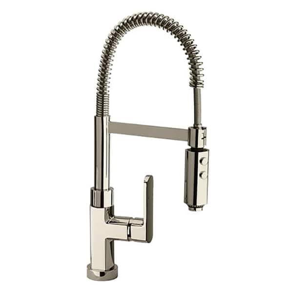 Novello Single Handle Pull Down Sprayer Kitchen Faucet with Spring Spout in Brushed Nickel