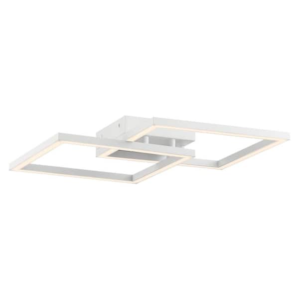 Access Lighting Squared 18.5 in. 1-Light White LED Flush Mount