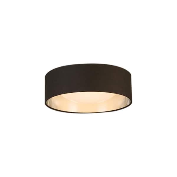 Eglo Orme 12 in. W x 4.33 in. H 1-Light Black/Brushed Nickel LED Flush Mount with White Plastic Diffuser