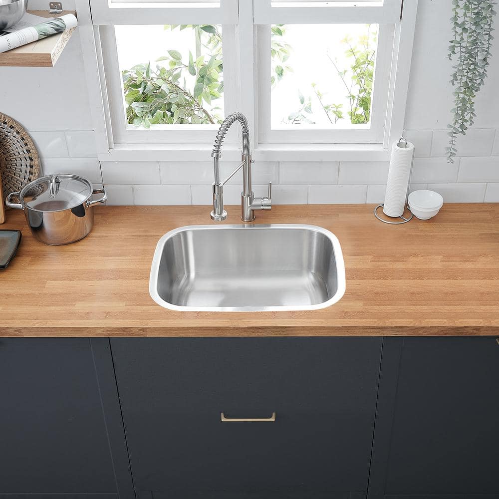 23 Inch Brushed Stainless Steel Single Bowl Drop-In Kitchen Sink