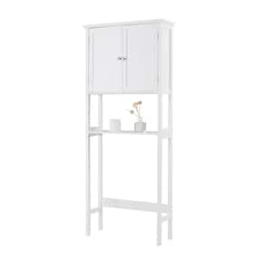 28 in. W x 68 in. H x 9.5 in. D White Bathroom Over-the-Toilet Storage Cabinet Organizer with Doors and Shelves