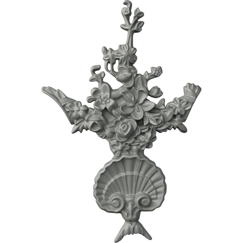White Primed Polyurethane Floral Crown Moulding Applique