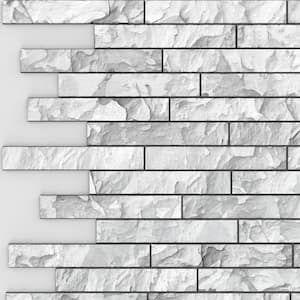 3D Falkirk Renfrew II 1/50 in. x 39 in. x 25 in. White Grey Faux Stone PVC Decorative Wall Paneling