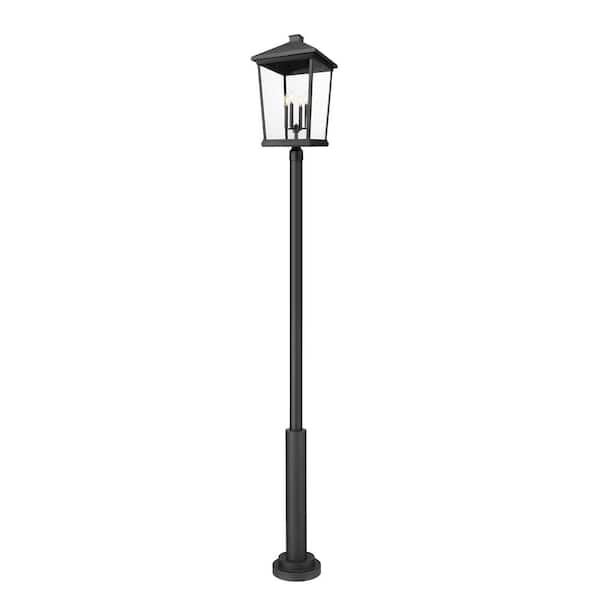 Filament Design Beacon 4-Light Black Aluminum Hardwired Outdoor Marine Grade Post Light Set with no bulbs included