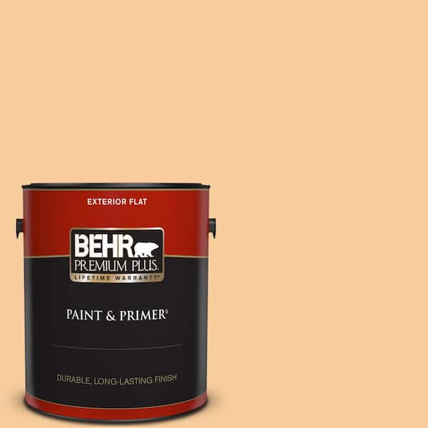 BEHR PREMIUM PLUS 1 gal. #300C-3 Bagel Flat Exterior Paint & Primer