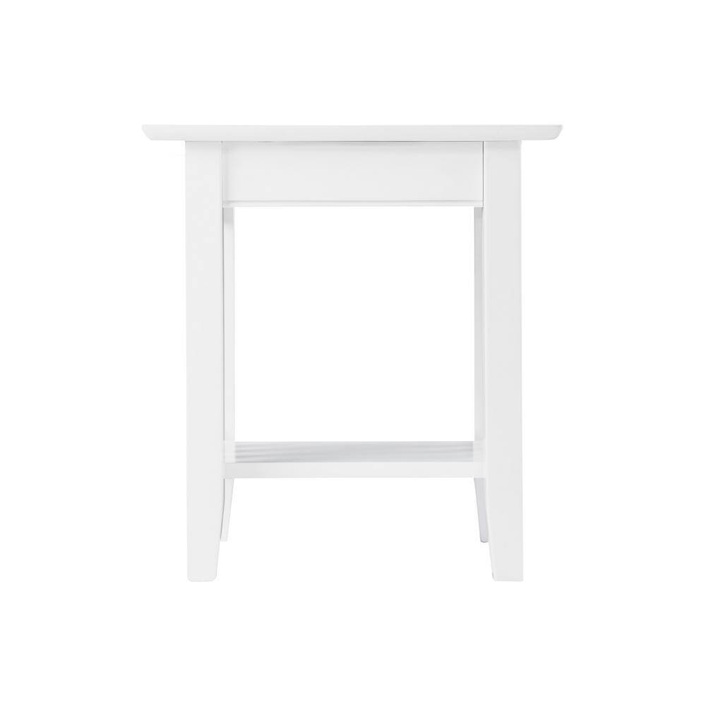 White Mission End Table with Charging Station