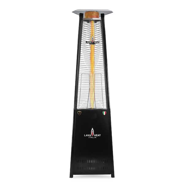 92 in. 56,000 BTU Hammered Black Pyramid Flame Liquid Propane Patio Heater