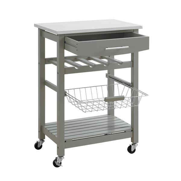 Linon Home Decor Todd Gray Kitchen Cart Thd00725 The Home Depot