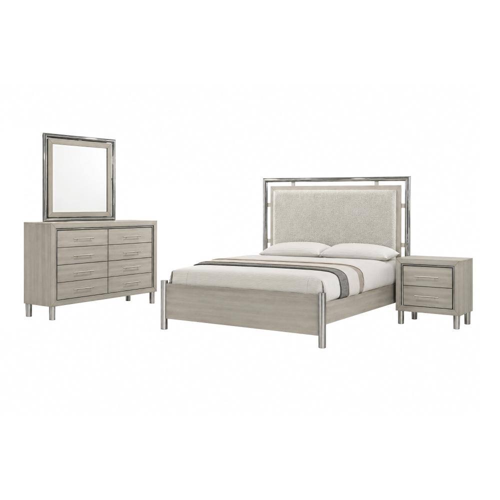 New Classic Furniture Lennox 4Pc Wood King Bedroom Set w Nightstand in Gray price history on PriceWatchPro
