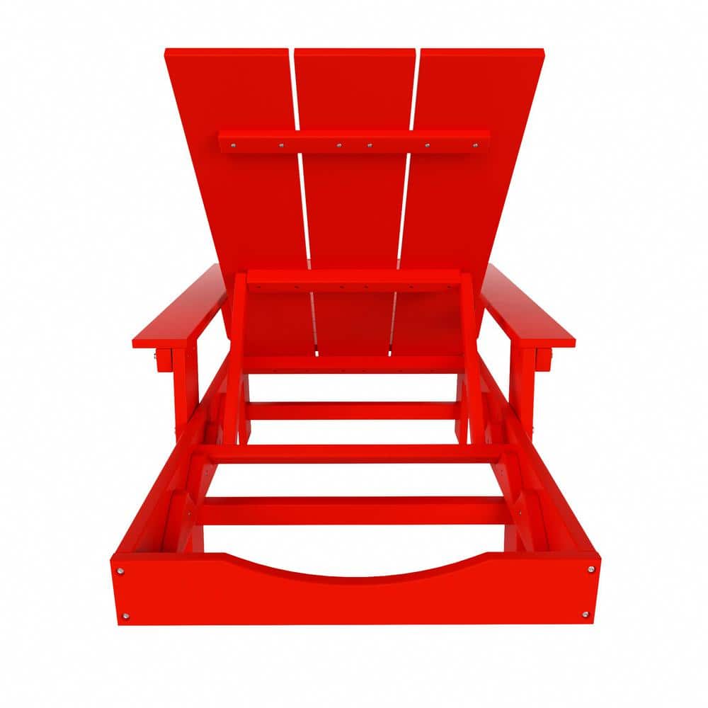 Red Poly All-Weather Chaise Lounge Set with Arms and Wheels