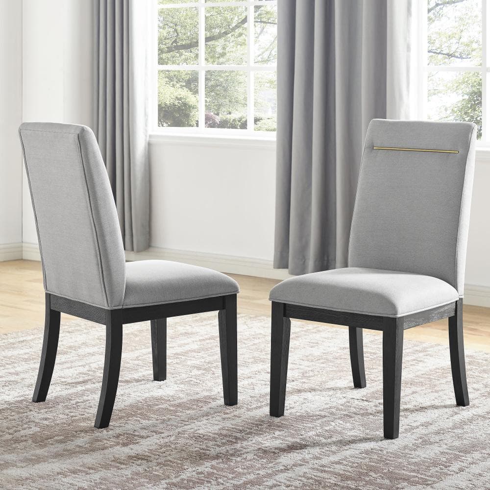Gray Faux Leather Upholstered Parsons Side Chair with Wood Frame