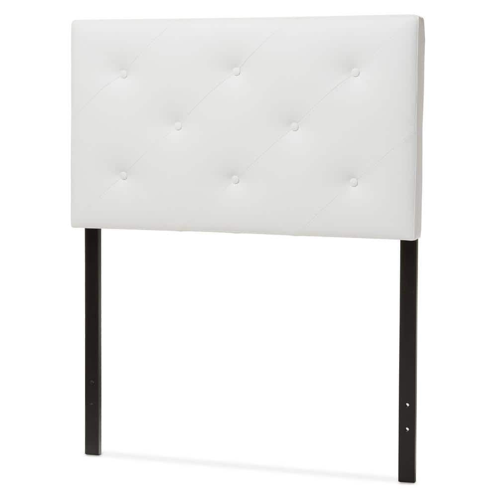White Faux Leather Tufted Queen Upholstered Headboard