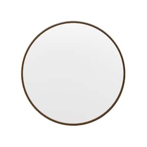 27.5 in. W x 27.5 in. H Modern Round Brushed Bronze Wall Mounted Mirror