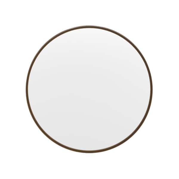 TAYLOR + LOGAN 27.5 in. W x 27.5 in. H Modern Round Brushed Bronze Wall Mounted Mirror