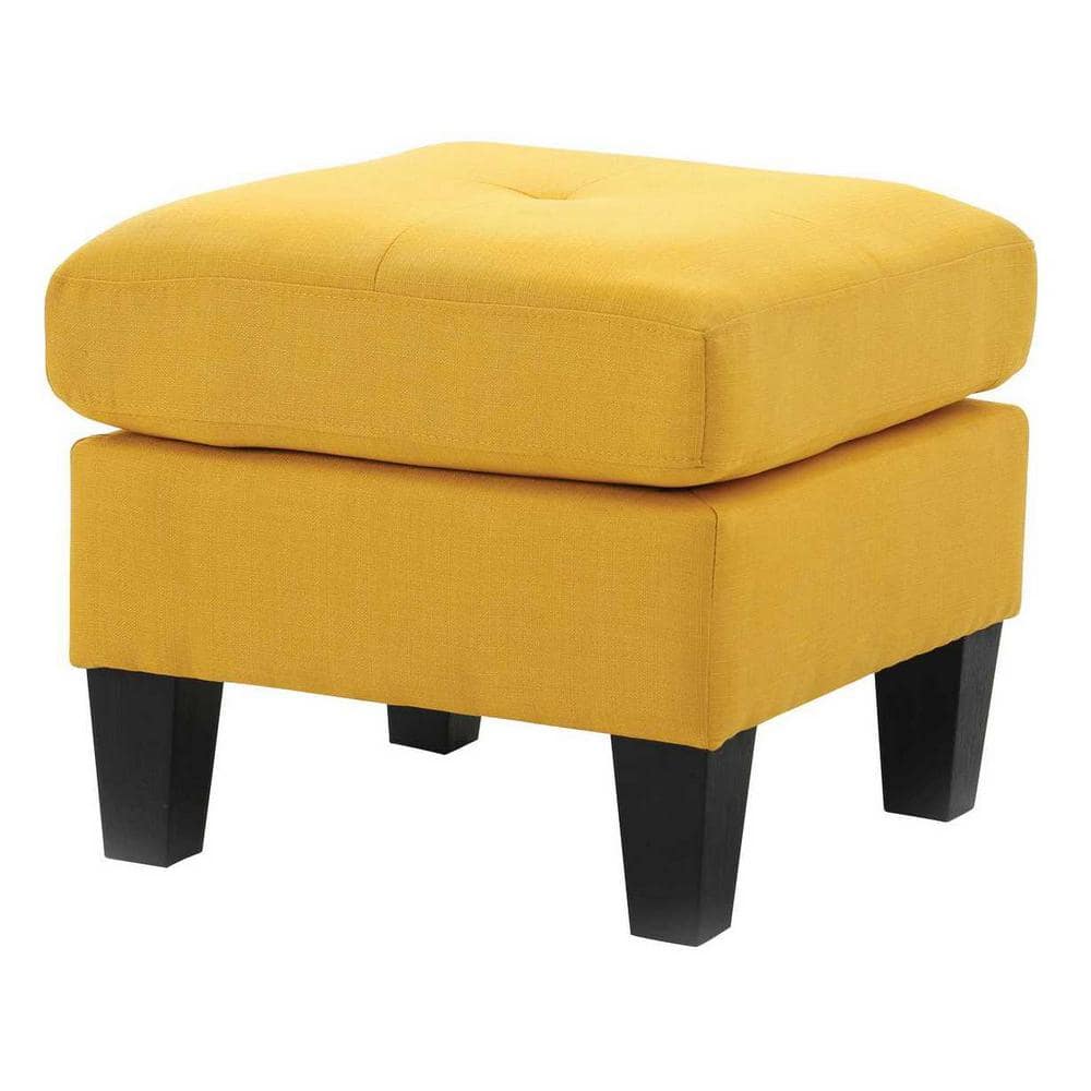 Newbury Yellow Polyester Upholstered Ottoman
