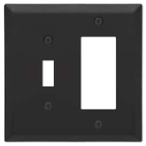 Metallic 2 Gang 1-Toggle and 1-Rocker Steel Wall Plate - Matte Black