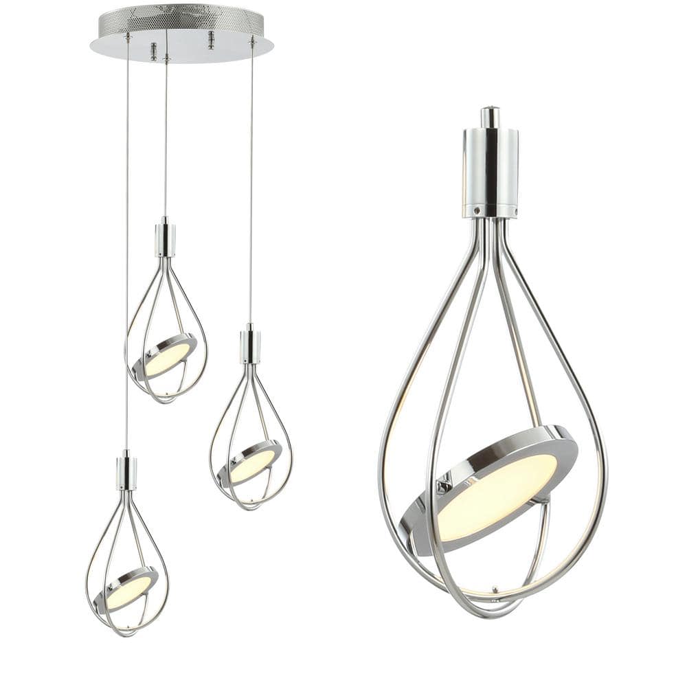 Orion 11.5" Chrome Polished Adjustable 3-Light LED Metal Pendant