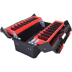 19 in. Plastic Foldable Portable Tool Box with Storage Dividers