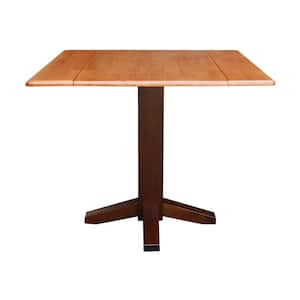 Cinnamon and Espresso Solid Wood Dropleaf Dining Table