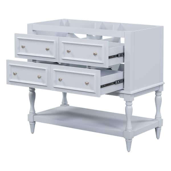 COWLOWN 35.5 in. D x 17.8 in. W x 33 in. H Bathroom Blue Linen Cabinet