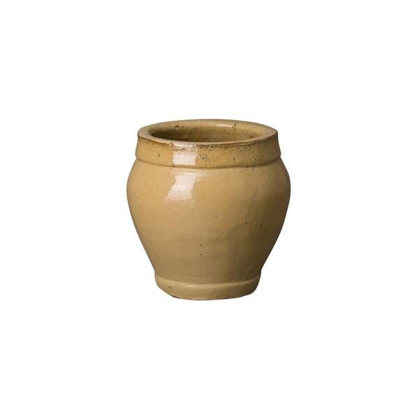 Emissary 10 in. Round Cappuccino Ceramic Ridge Planter