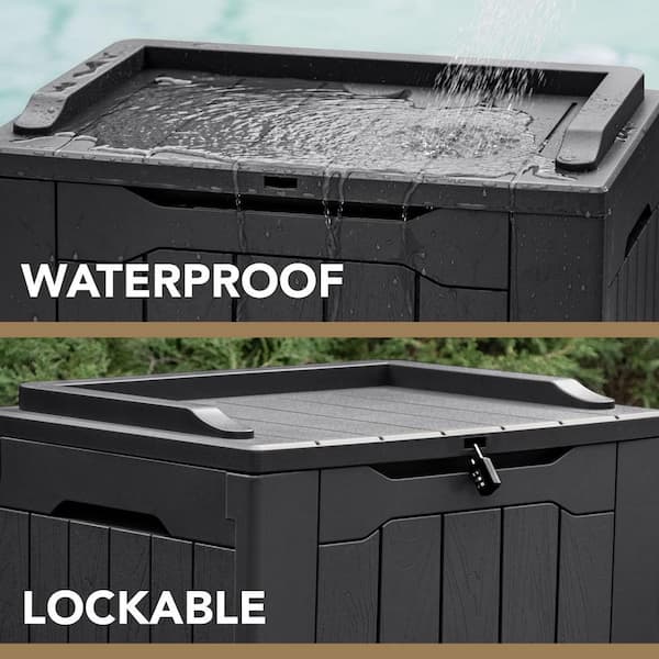 Justincity 30 Gal. ‎22 in. x 16 in. x 21 in. Black Resin Deck Box