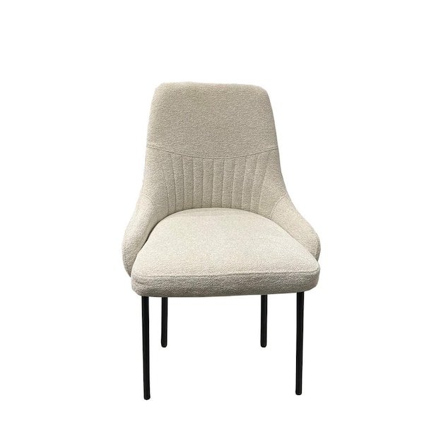 Unbranded Upholstery Boucle Fabric Dining Side Chair Set of 2 Beige Color