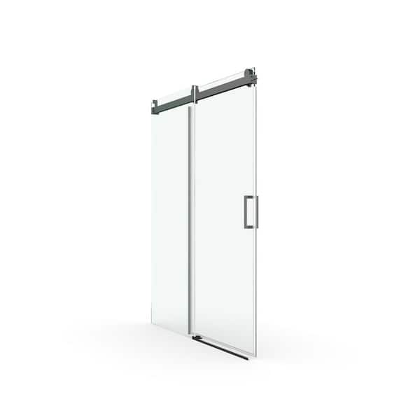 Aoibox - 60 in. W x 76 in. H Sliding Frameless Soft-Close Shower Door with Premium Thick Tampered Glass in Matte Black