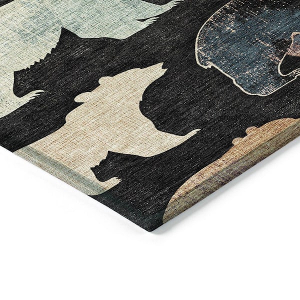 Chantille Machine Washable Indoor/Outdoor Abstract ACN2338 Black 2 ft. 3 in. x 7 ft. 6 in. Runner Rug