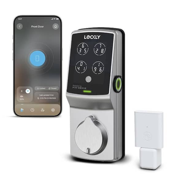 Secure Pro Satin Nickel Deadbolt WiFi Smart Lock with 3D Fingerprint, Hack-proof Keypad, Mobile app, Alexa/Hey Google