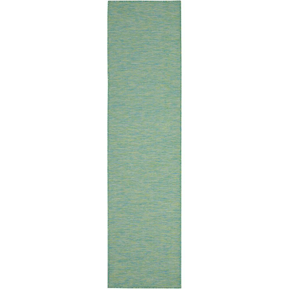 Nourison Positano Blue/Green 2 ft. x 8 ft. Kitchen Runner Solid Modern Indoor/Outdoor Patio Area